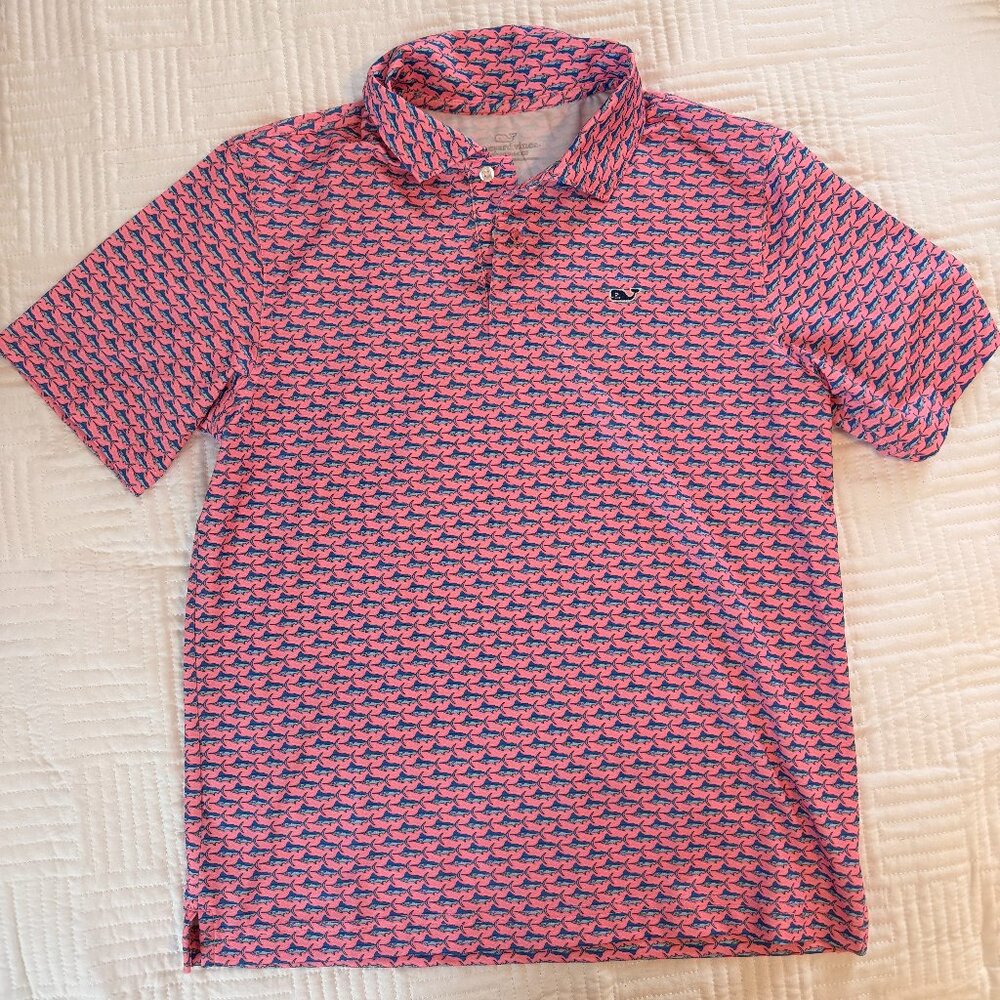 Vineyard Vines Performance Polo with Marlins Boys M (12-14)
